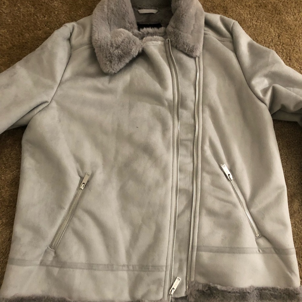 Hollister Grey Fur Jacket